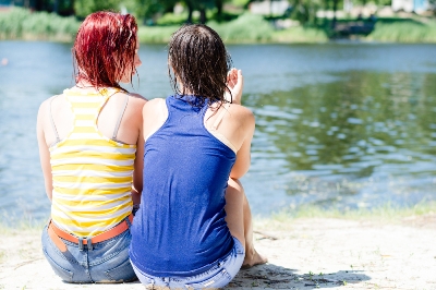 Two young friends spend time together