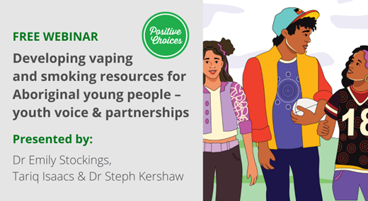 Webinar title and image of young people with Positive Choices logo